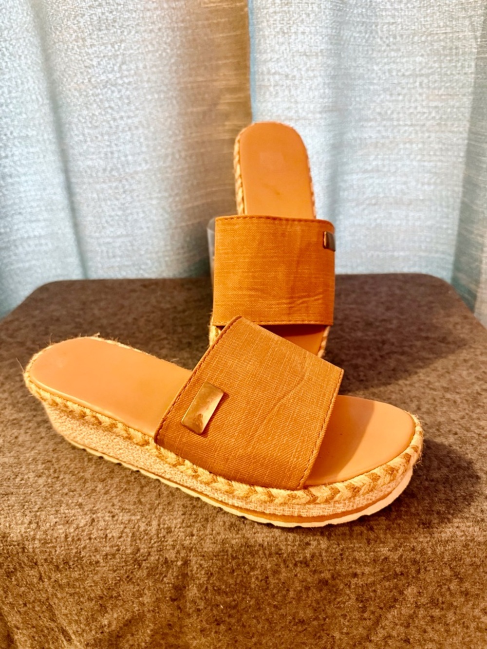 Women’s Wedge Slide Sandals in Tan